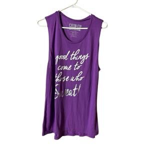 Chin Up Apparel Athletic Sporty  Sleeveless Purple  Graphic Tank Top Sz XL